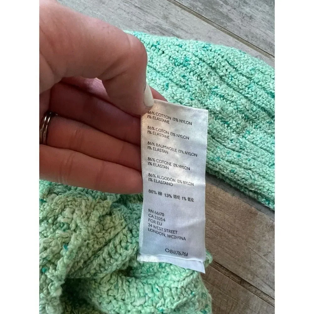 $98 FREE PEOPLE On Your Side Pullover Mint Green Chunky Knit Sweater Designer M
